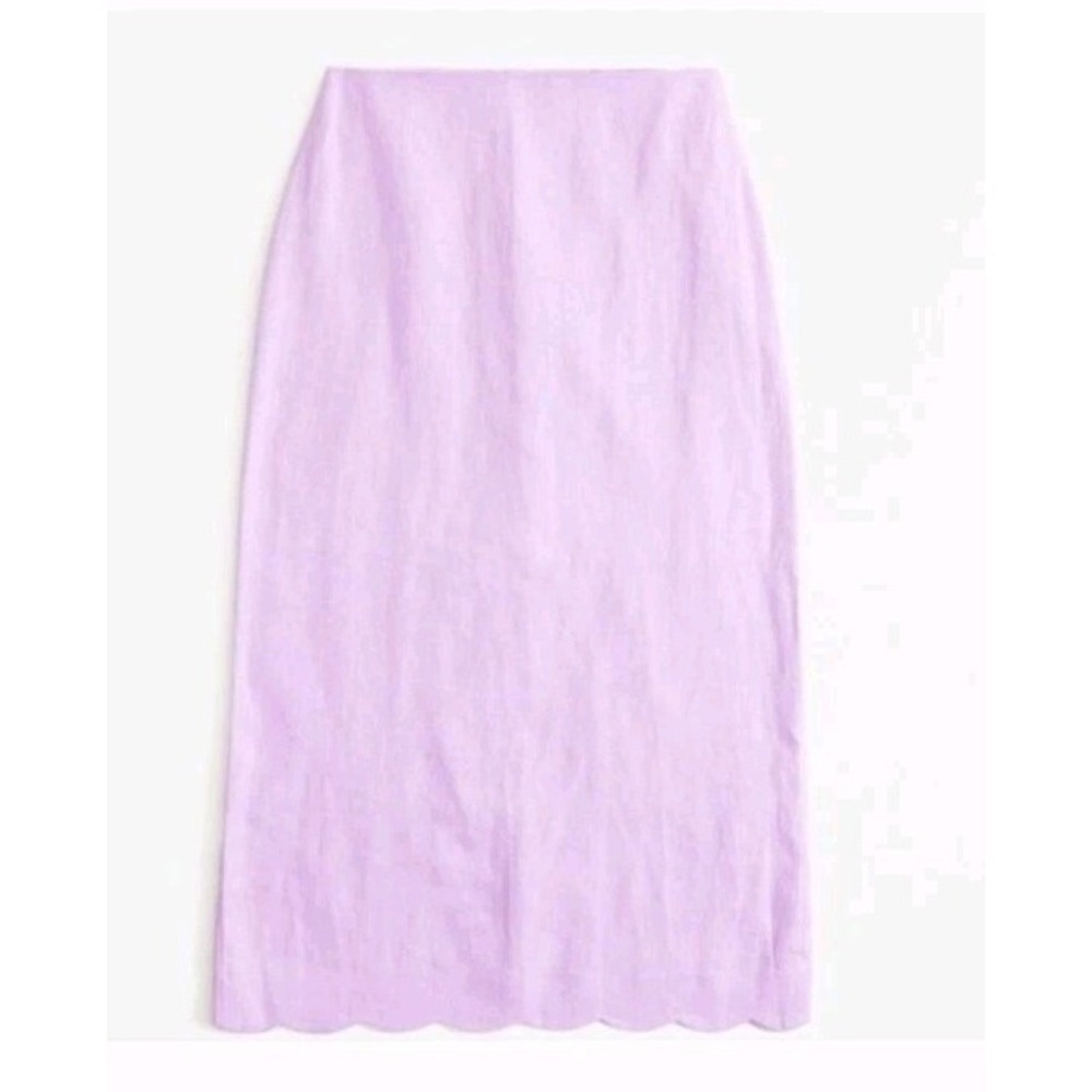 Abercrombie & Fitch Linen Collection Scallop Hem Midi Skirt Lilac Sz SP NWOT $90